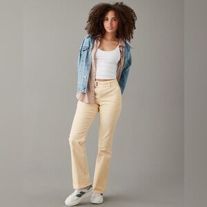 American Eagle Curvy High Rise Kick Boot Corduroys Cream Size 2